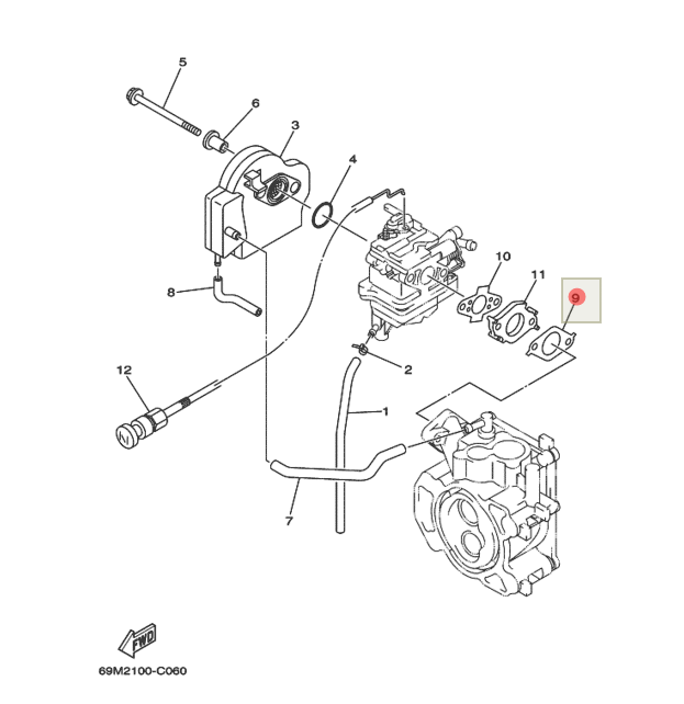 картинка Прокладка карбюратора Yamaha F2-F2,5 (F2.5-01.04.02.08; 69M-E3645-A0-00) (PREMARINE) от магазина Одежда+