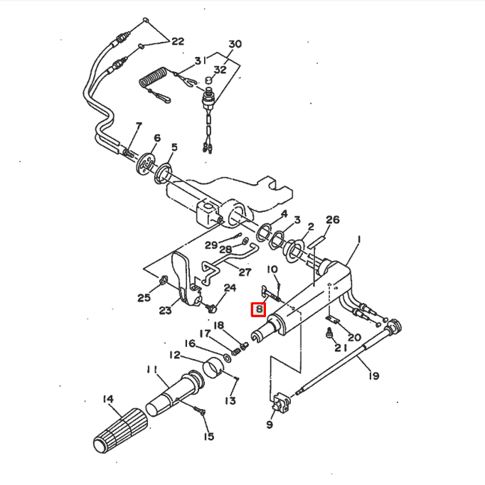 картинка Винт регулировки усилия поворота ручки Yamaha 6-30, F2-9.9 (20F-04.00.00.05) (PREMARINE) от магазина Одежда+