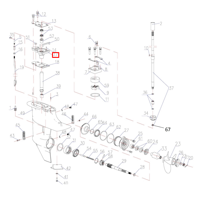 картинка Основание помпы охлаждения Yamaha 9.9-15, F9.9-15 (PREMARINE2) от магазина Одежда+