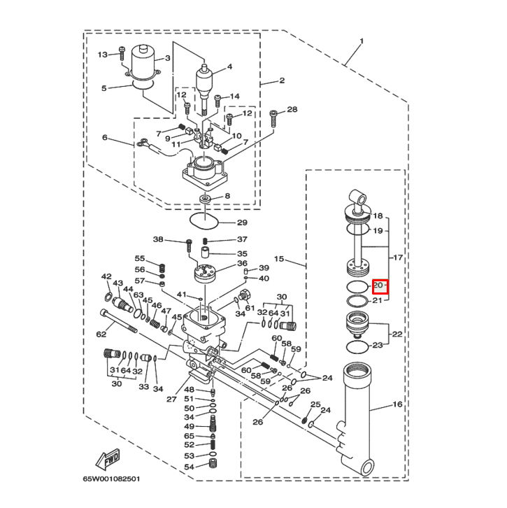 картинка Кольцо уплотнительное гидроподъемника Yamaha 40-50;55-90;F20-40 (61A-43861-00; 6H1-43861-10) (PREMARINE) от магазина Одежда+