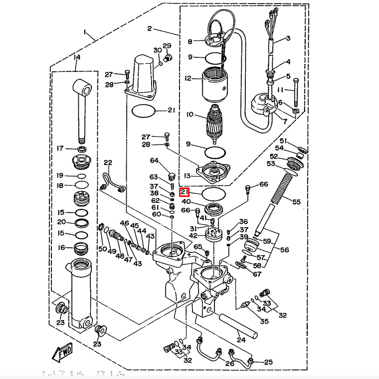 картинка Кольцо уплотнительное моторчика гидроподъемника Yamaha 60-90 F200-300 (6H1-43869-10) от магазина Одежда+