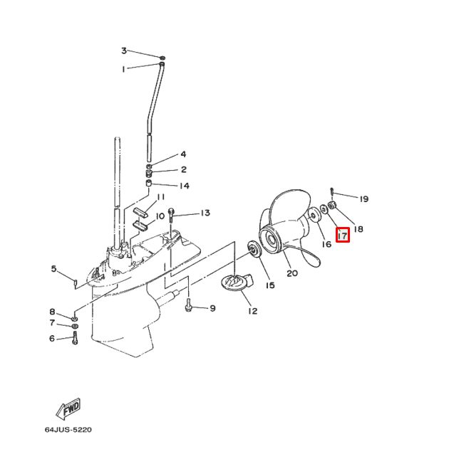 картинка Шайба гайки гребного винта Yamaha 60-90; F40-60 (Osaka) от магазина Одежда+