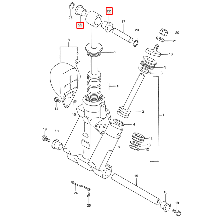 картинка Втулка штока гидравлики Suzuki DF60-300(A) (Suzuki) от магазина Одежда+