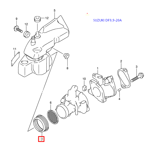 картинка Уплотнение впускного коллектора Suzuki DF9.9-15-20(A), DF9.9(B) (Suzuki) от магазина Одежда+