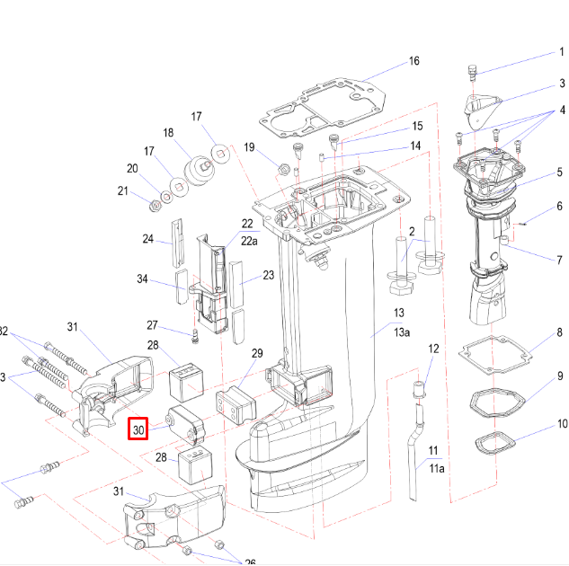 картинка Основание подушки передней нижней Yamaha 20-30 (689-44553-00;30F-00.00.00.08;T30-05.00.11) (Yamaha) от магазина Одежда+