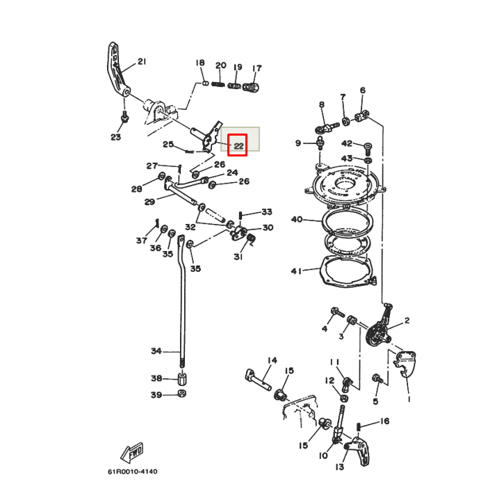 картинка Ось ручки включения хода Yamaha 20-30 (30F-05.01.04.00) (YUELANG) от магазина Одежда+