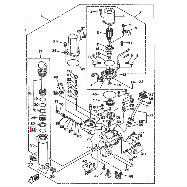 картинка Кольцо уплотнительное гидроподъемника Yamaha 40-250; F95-350 (688-43862-00;6E5-43862-00) от магазина Одежда+