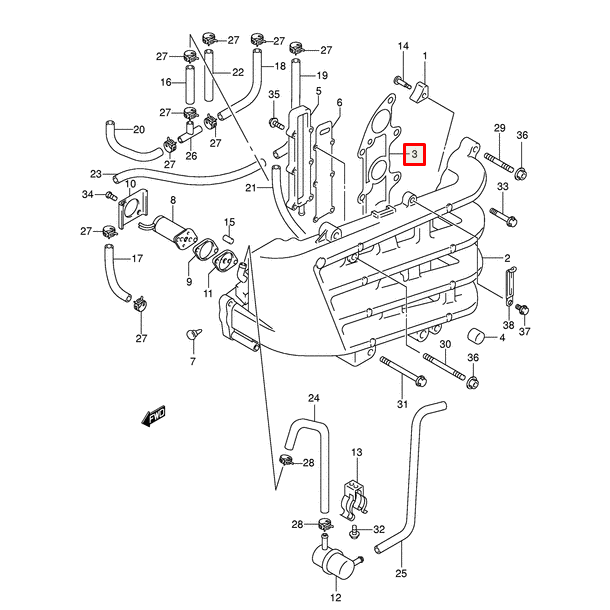 картинка Прокладка впускного коллектора Suzuki DF60-70 (Suzuki) от магазина Одежда+