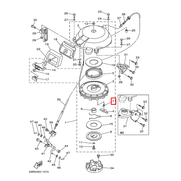 картинка Пружина собачки стартера Yamaha 25-30 (YUELANG) от магазина Одежда+