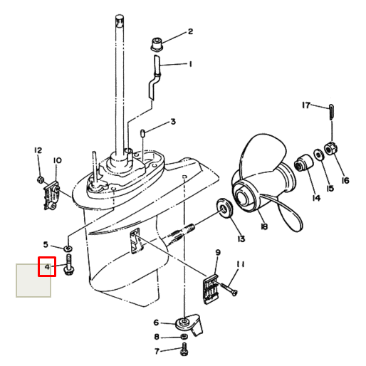 картинка Болт крепления редуктора Yamaha F25-40 (PREMARINE) от магазина Одежда+