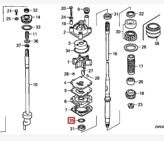 картинка Кольцо уплотнительное помпы Honda BF90-150 (91359-MB0-000) (Honda) от магазина Одежда+