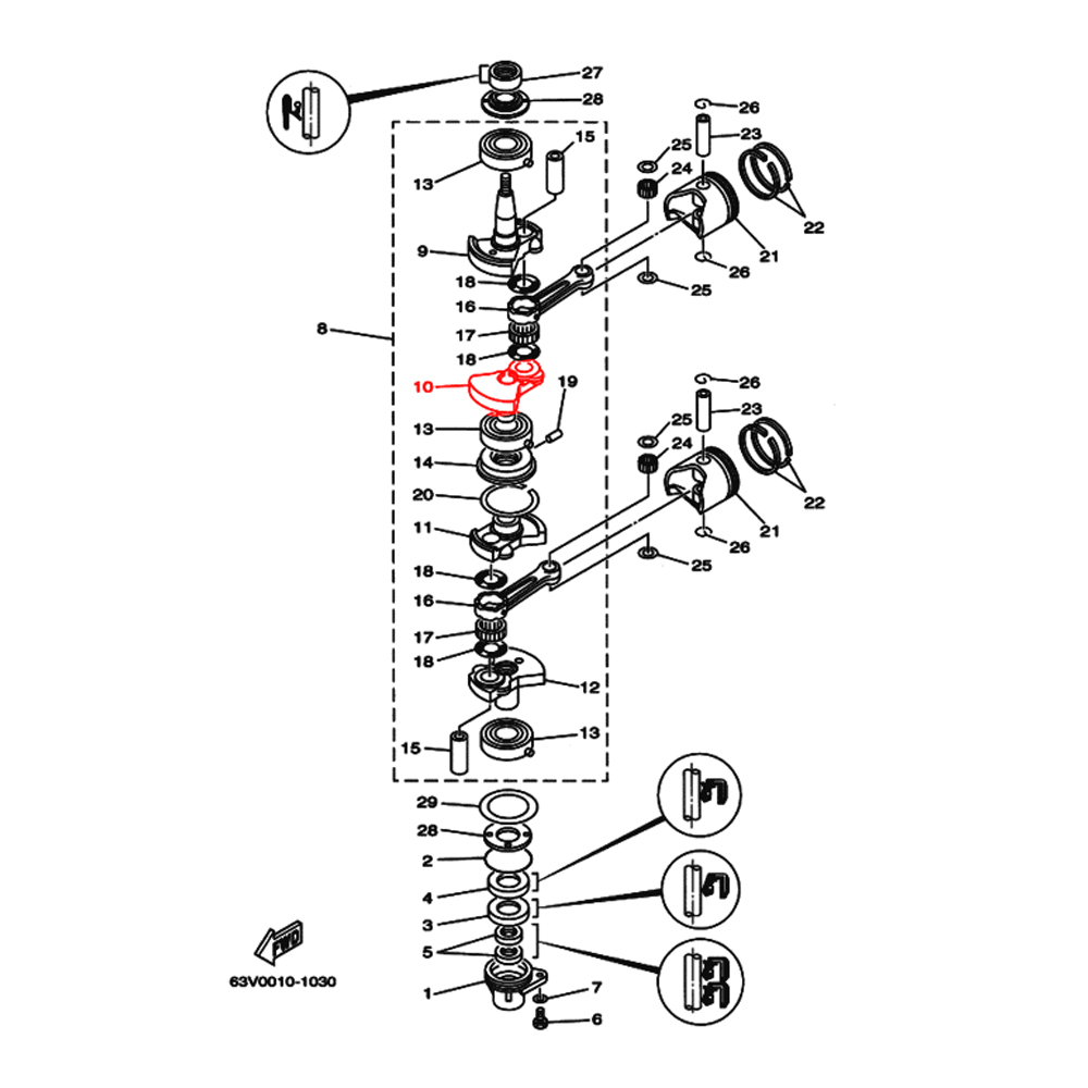 картинка Щека (кривошип) коленвала Skipper для Yamaha 9.9,13.5,15 Щека (кривошип) 2 от магазина Одежда+