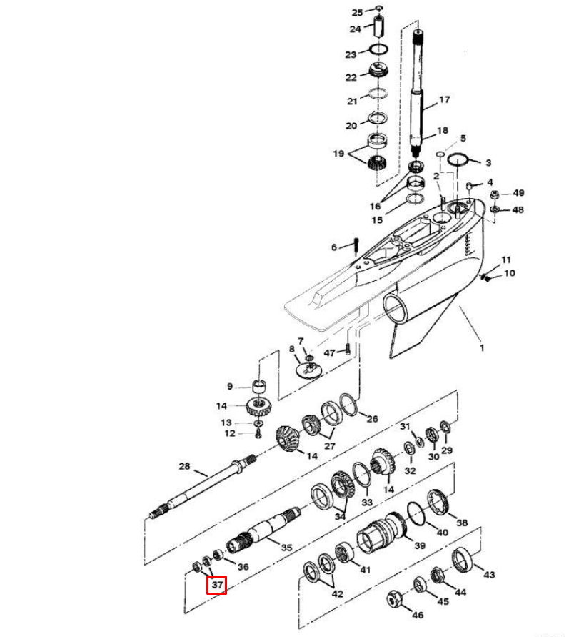 картинка Сальник редуктора MERCRUISER - BRAVO I/II/III  (Mercury) QS от магазина Одежда+