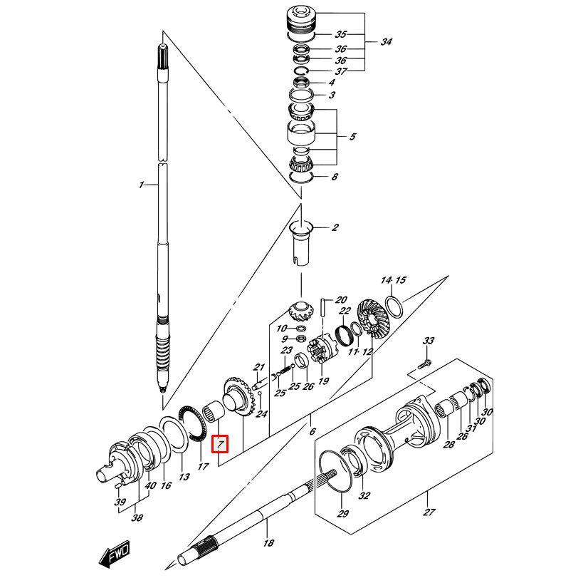 картинка Подшипник игольчатый Yamaha 60-90,F40-100 (09263-25067) (25x32x26) (WUHU) от магазина Одежда+