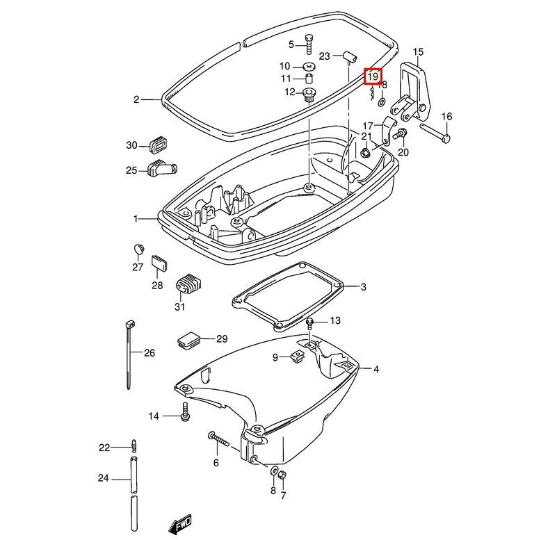 картинка Штифт защелки капота SUZUKI DT9.9-40 DF9.9-70 09385-04003 (KACAWA) от магазина Одежда+