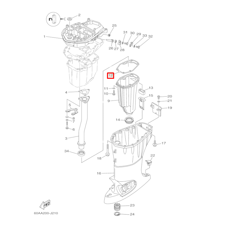 картинка Прокладка корпуса глушителя Yamaha F30-F50 6BG-41134 62Y-41134 (Yamaha) (RAC) от магазина Одежда+