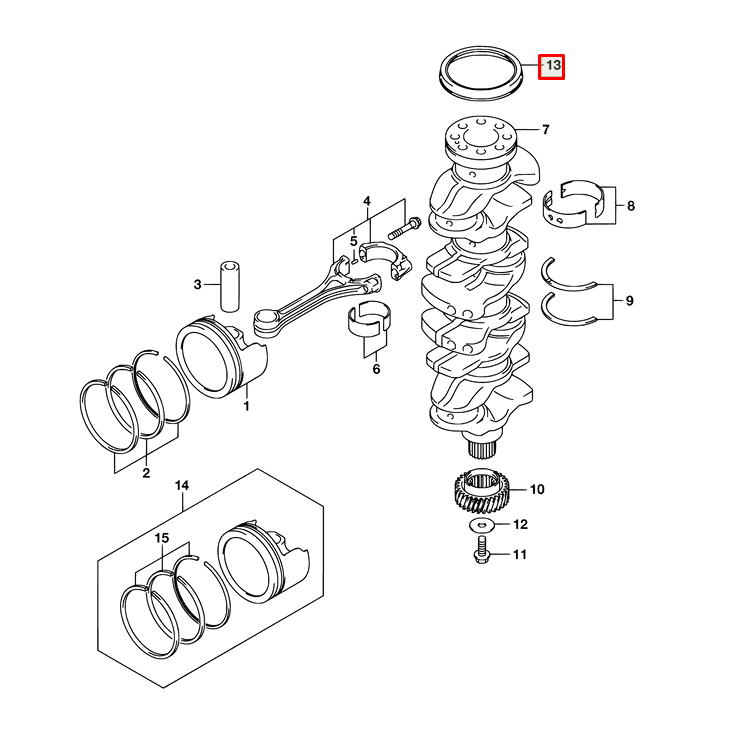 картинка Сальник коленвала (верх) Suzuki DF150-350A (09283-91001) (91x109x10) (Suzuki) от магазина Одежда+