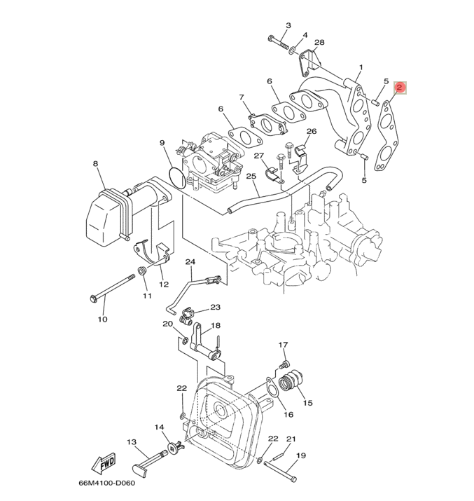 картинка Прокладка коллектора YAMAHA F9,9-15 (F15-01.03.00.28; 66M-13645-00) (PREMARINE) от магазина Одежда+