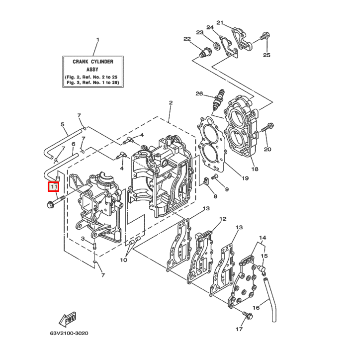 картинка Болт с шайбой блока ДВС Yamaha 9.9-15 (90119-08M07) (Yamaha) от магазина Одежда+