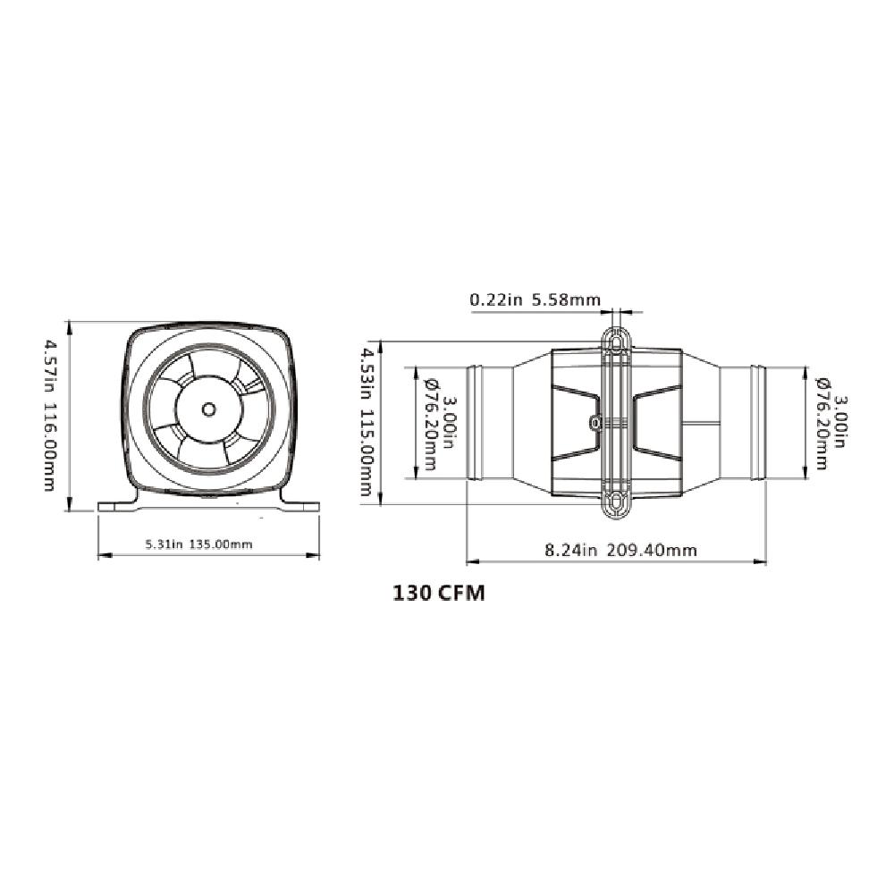 картинка Вентилятор SeaFlo канальный, 3681 л/мин, 12V 3681 л/мин от магазина Одежда+