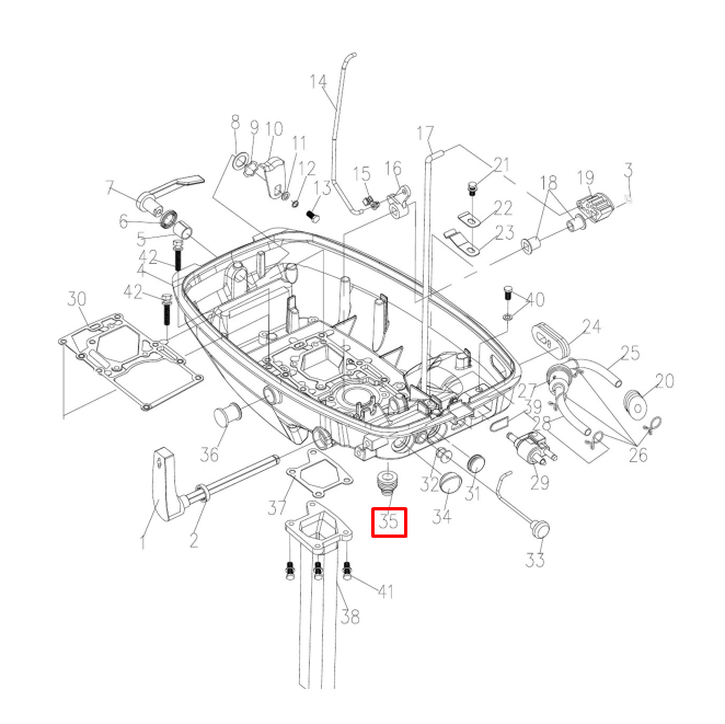 картинка Гофра тяги скорости в поддон (3M2-66226-0; 9.8F-02.09; 98A-602018; SWT9.8-11031 ) Tohatsu (YUELANG) от магазина Одежда+