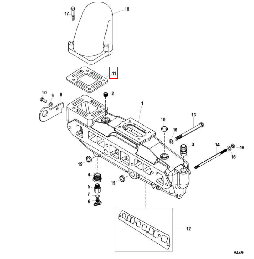 картинка Прокладка паронитовая коллектор MERCRUISER - 3.0L ALPHA ONE (27-99777Q02; 27-997772) (Quicksilver) от магазина Одежда+