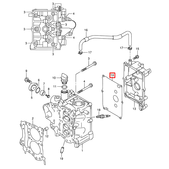 картинка Прокладка клапанной крышки Suzuki DF15-20A (Suzuki) от магазина Одежда+