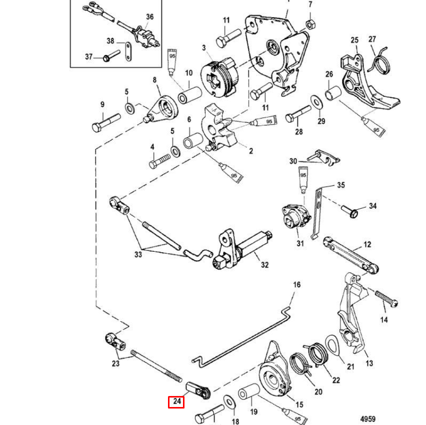 картинка Разъем пластиковый MERCURY 6/8/9.9/15/40/50/60 EFI (4 CYLINDER) 4-STROKE (Quicksilver) от магазина Одежда+