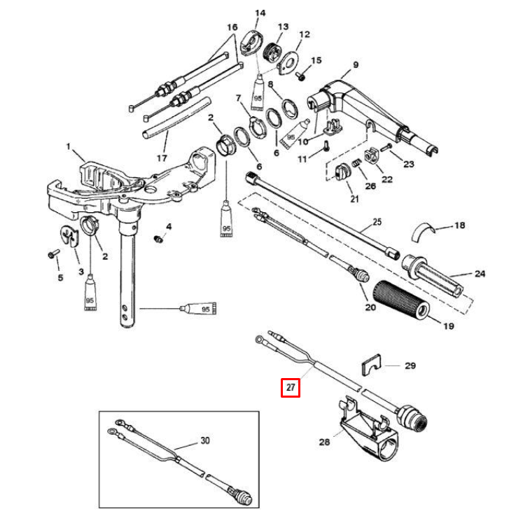 картинка Кнопка старт/стоп в сборе MERCURY - 6/8/9.9/15 HP (Quicksilver) от магазина Одежда+