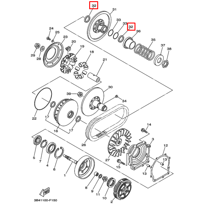 картинка Сальник вариатора квадроцикл Yamaha GRIZZLY; KODIAK; RHINO; VIKING  (93104-41119) (Yamaha) от магазина Одежда+