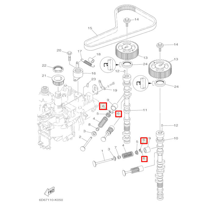 картинка Сухарь клапана Yamaha F75-115 (Yamaha) от магазина Одежда+